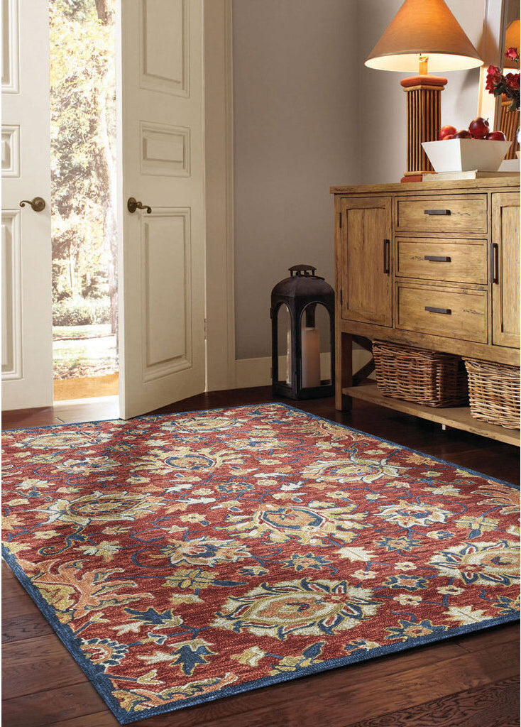 Capel Avanti-Keshan 2538 Red Navy Area Rug Rectangle Roomshot Image 1 Feature