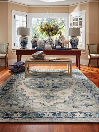 Capel Avanti-Medallion 2547 Ivory Denim Area Rug Rectangle Roomshot Image 1 Feature