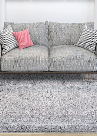 Couristan Brocatelle Belle Fleur Silver Area Rug Lifestyle Image Feature