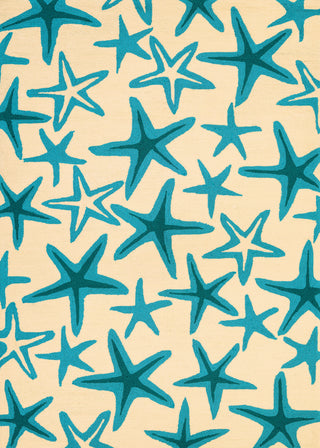 Couristan Beachfront Starfish Ivory/Azure Area Rug