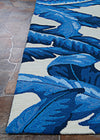 Couristan Covington Palm Leaves Blue Area Rug Corner Image