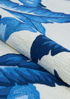 Couristan Covington Palm Leaves Blue Area Rug Detail Image