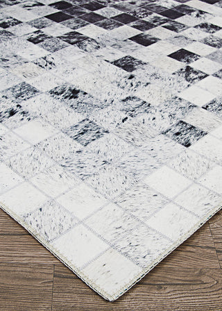 Couristan Prairie Hygee Blocks Coal/Ice Caps Area Rug Close Up Image