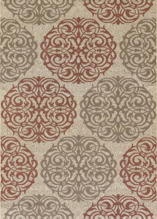 Couristan Five Seasons Montecito Cream/Coral Red Area Rug