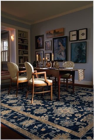 Capel Metropolis-Ushak 3415 Navy Area Rug Rectangle Roomshot Image 1 Feature