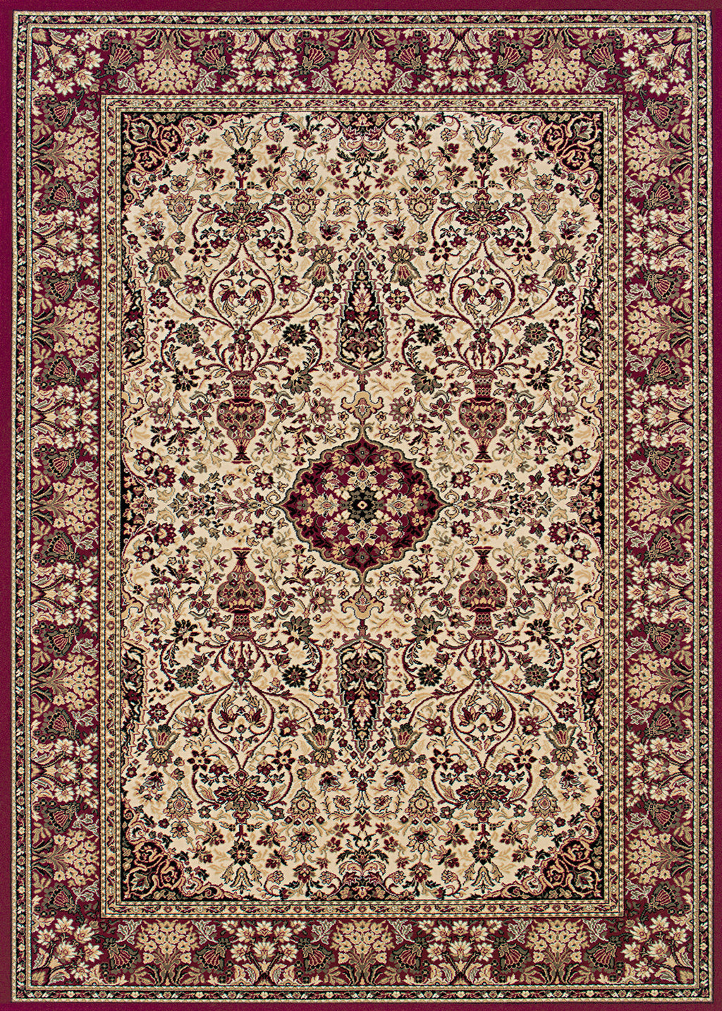 Couristan Everest Ardebil Ivory/Red Machine Loomed Area Rug
