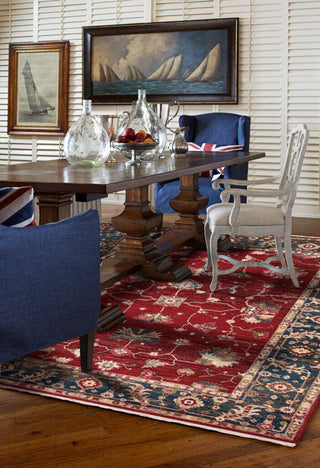 Capel Landis-Keshan 3924 Crimson Navy Area Rug Rectangle Roomshot Image 1 Feature