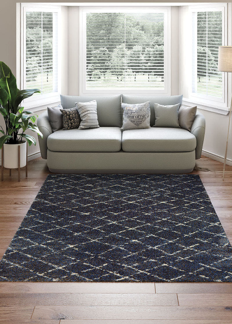 Couristan Bromley Gio Navy/Grey Area Rug Lifestyle Image Feature