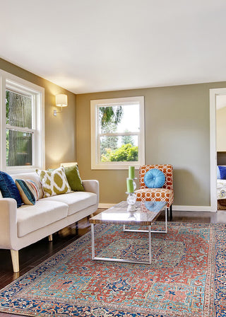 Couristan Pasha Heriz Ruby Area Rug Lifestyle Image Feature