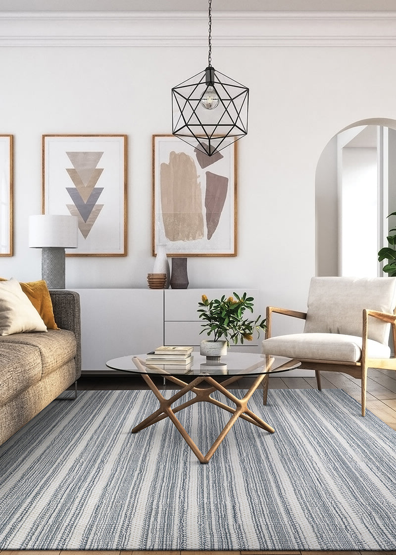 Couristan Aspen Textured Stripes Green Area Rug Lifestyle Image Feature
