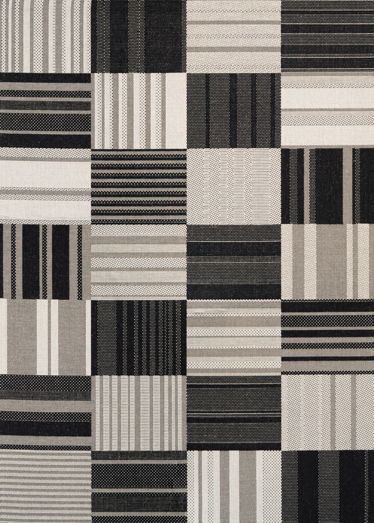 Couristan Afuera Patchwork Onyx/Ivory Area Rug