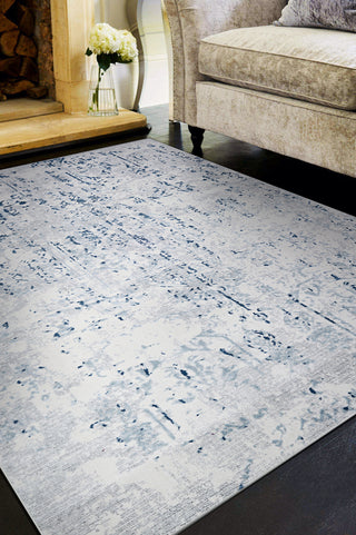 Couristan Calinda Kingsbury Steel Blue/Ivory Area Rug Lifestyle Image Feature
