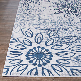 Couristan Calinda Summer Bliss Steel Blue/Ivory Area Rug Corner Image