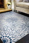 Couristan Calinda Summer Bliss Steel Blue/Ivory Area Rug Lifestyle Image Feature