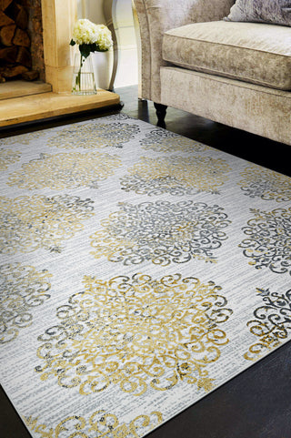 Couristan Calinda Montebello Gold/Silver/Ivry Area Rug Lifestyle Image Feature