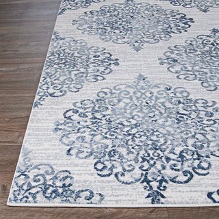 Couristan Calinda Montebello Steel Blue/Ivory Area Rug Corner Image