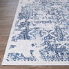 Couristan Calinda Grand Damask Steel Blue/Ivory Area Rug Corner Image
