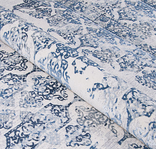 Couristan Calinda Grand Damask Steel Blue/Ivory Area Rug Detail Image