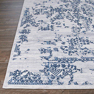 Couristan Calinda Samovar Steel Blue/Ivory Area Rug Corner Image