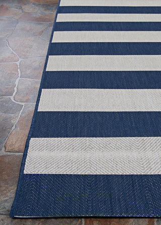 Couristan Afuera Yacht Club Midnight Blue/Ivory Area Rug Corner Image