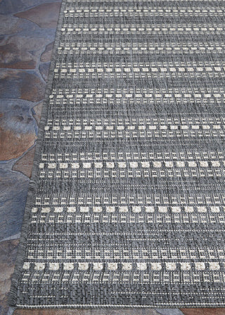 Couristan Afuera Beachcomber Anthracite/Sand Area Rug Corner Image
