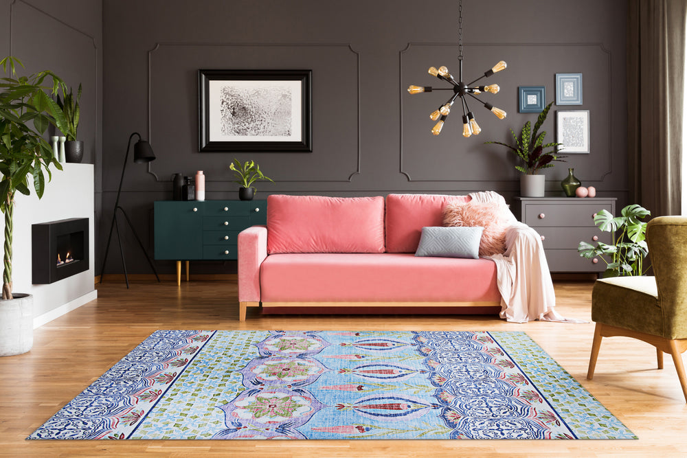 Couristan Caledonia Tangiers Aquamarine Area Rug Lifestyle Image Feature