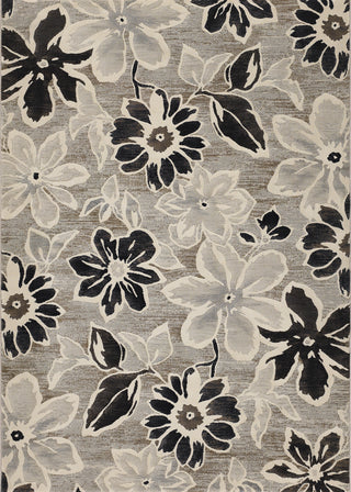 Couristan Everest Wild Daisy Grey/Black/White Machine Loomed Area Rug