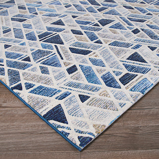 Couristan Easton City Bricks Graffiti Blue Area Rug Close Up Image