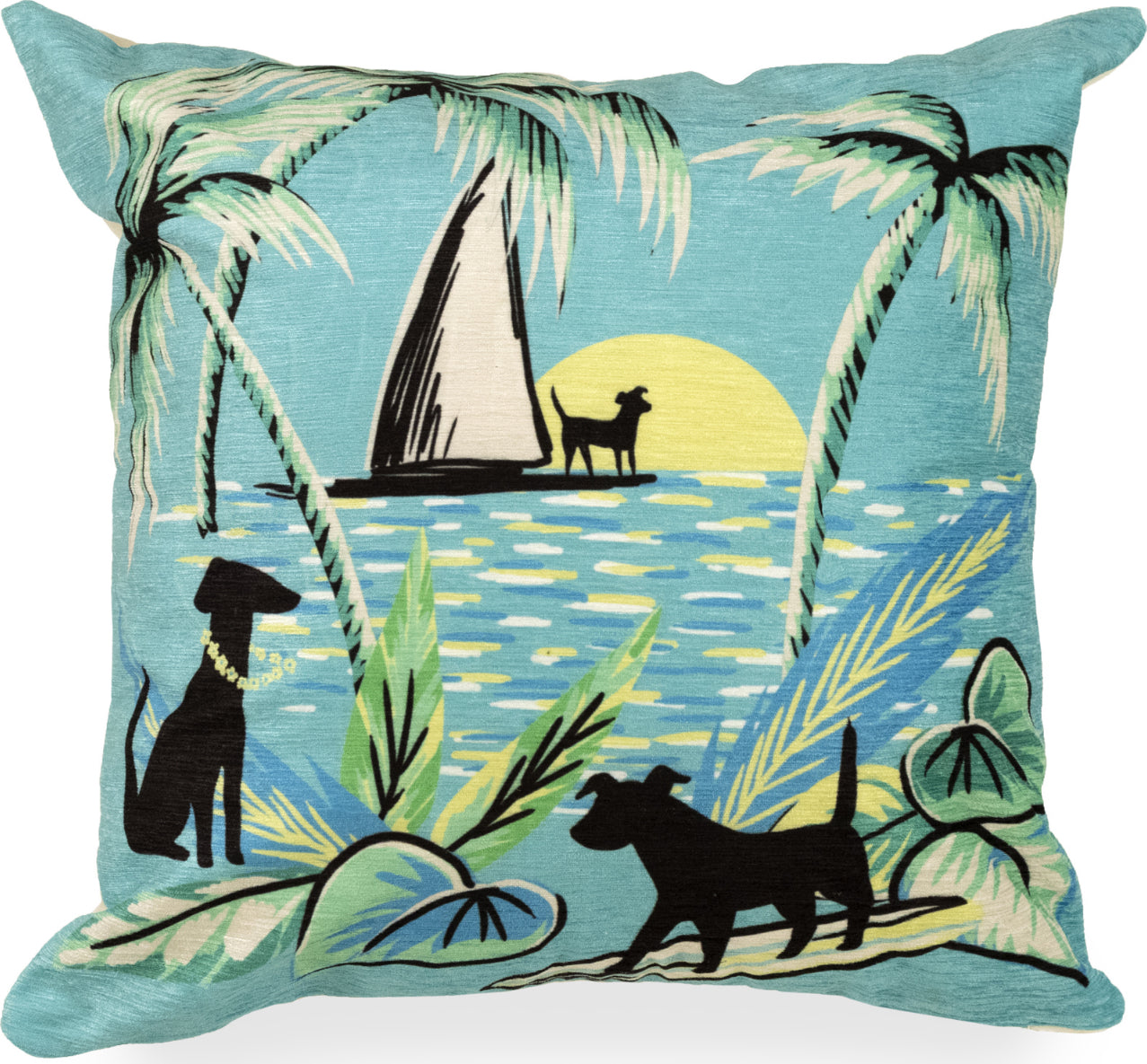 Trans Ocean Illusions 3299/17 Aloha Dogs Blue by Liora Manne