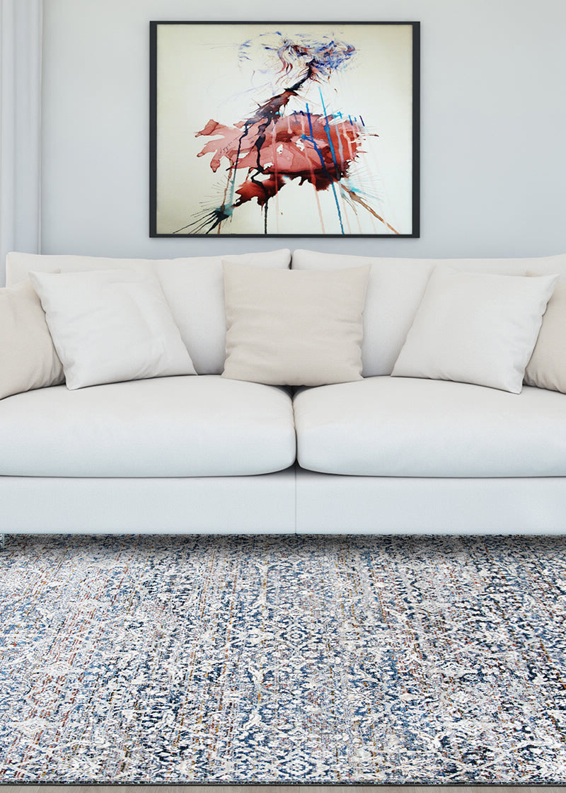 Couristan Luxor Ludvig Multi/Antique Beige Ocean Area Rug Lifestyle Image Feature