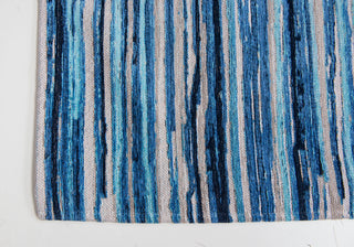 Louis de Poortere Atlantic Ocean 8485 Blue Stripes Area Rug by Marie Bathellier Corner Shot