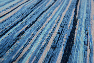 Louis de Poortere Atlantic Ocean 8485 Blue Stripes Area Rug by Marie Bathellier Detail