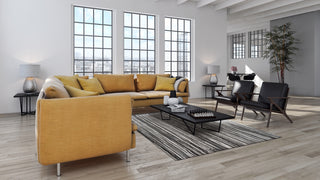 Louis de Poortere Atlantic Ocean 8630 Grey Stripes Area Rug by Marie Bathellier Room Scene Feature