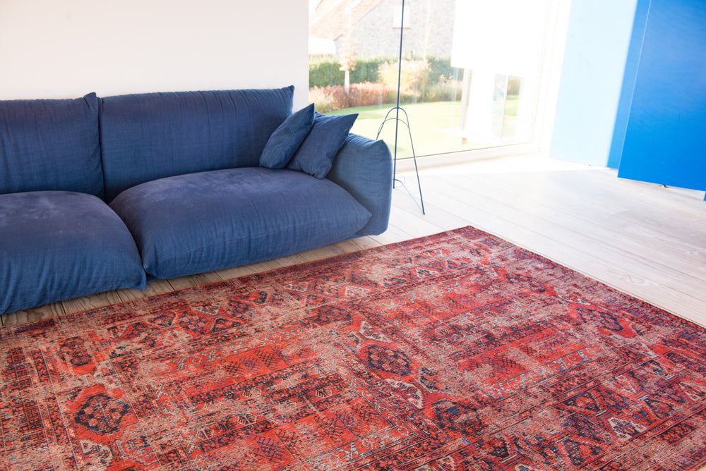 Louis de Poortere Antiquarian Hadschlu Antique 8719 7-8-2 Red Area Rug  Feature