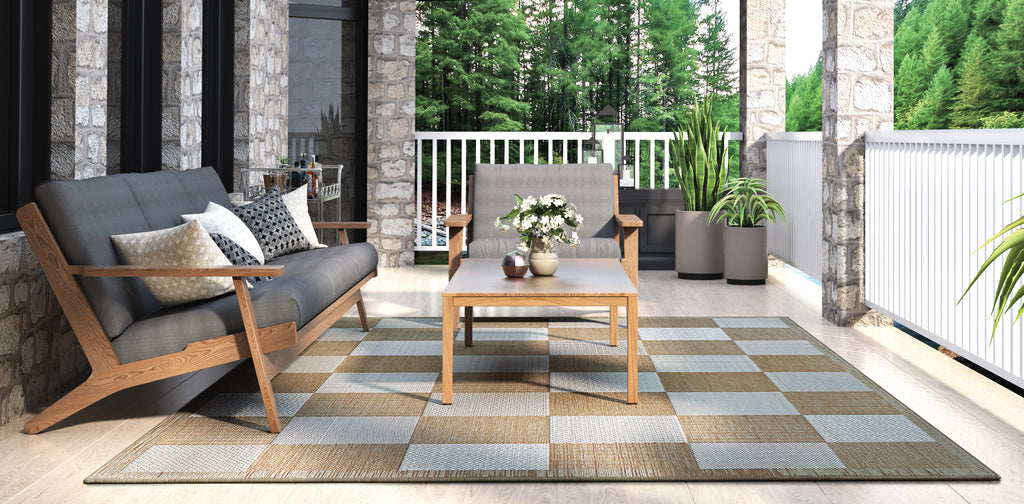 Couristan Everhome Checkered Point Light Brown/Ivory Area Rug ...