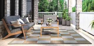 Couristan Everhome Checkered Point Light Brown/Ivory Area Rug Room Scene Feature