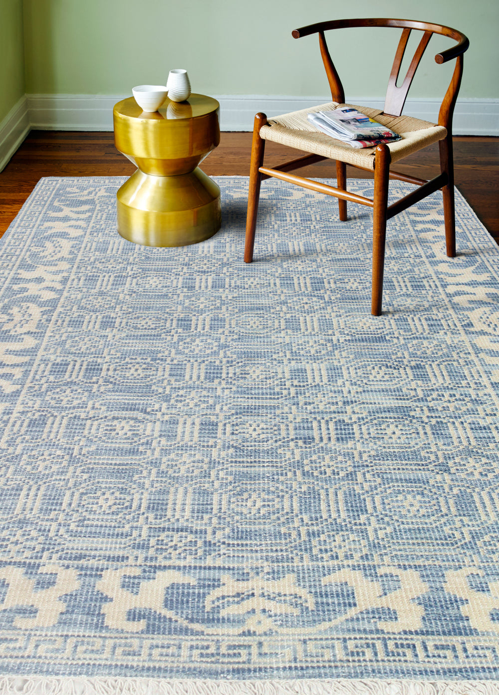 Bashian Artifact A154-AR104 Denim Area Rug Room Scene Feature