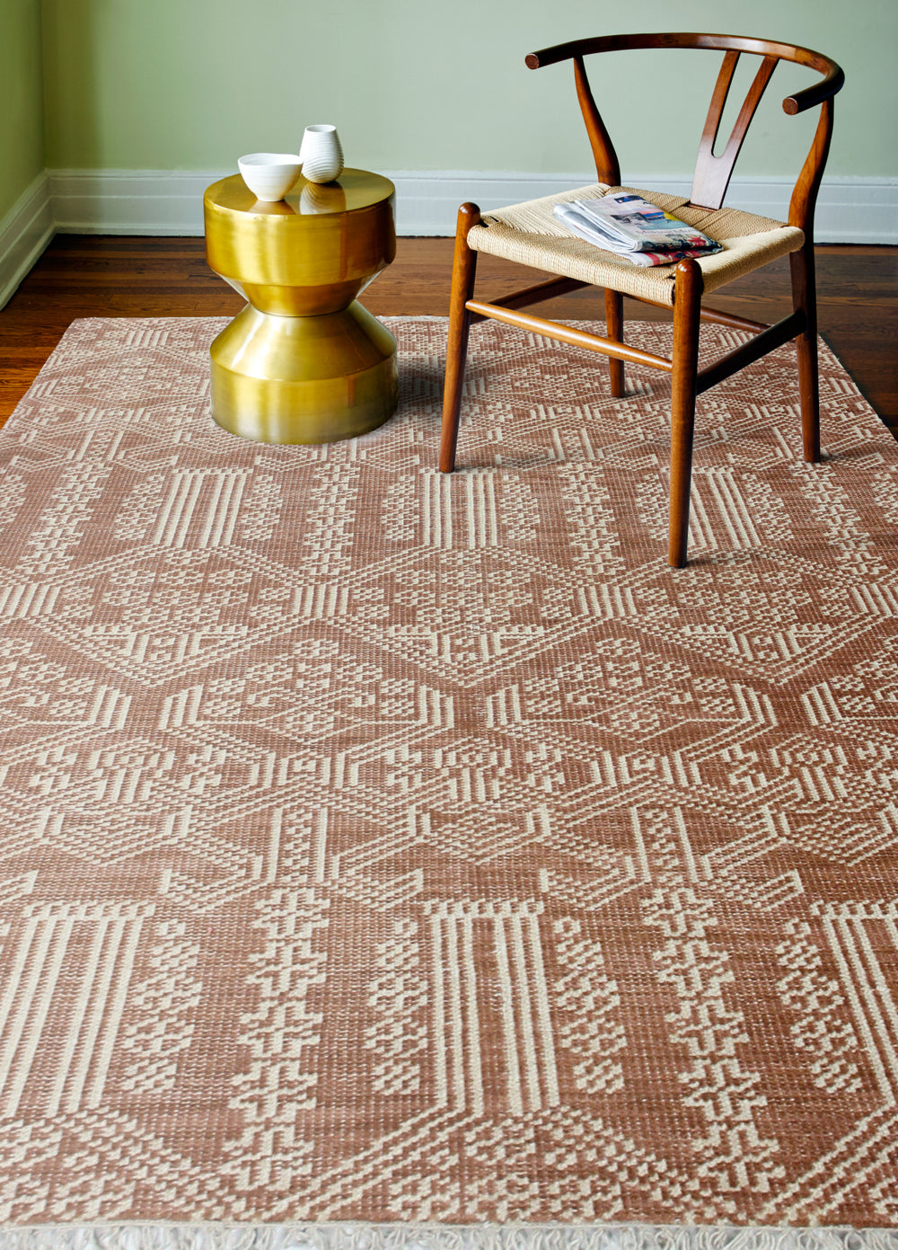 Bashian Artifact A154-AR108 Rust Area Rug Room Scene Feature