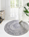 Unique Loom Aberdeen T-CHFD1 Gray Area Rug Round Lifestyle Image