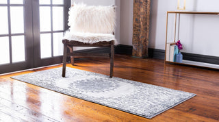 Unique Loom Aberdeen T-CHFD1 Gray Area Rug Runner Lifestyle Image