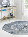 Unique Loom Aberdeen T-CHFD1 Light Blue Area Rug Octagon Lifestyle Image Feature
