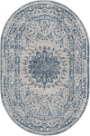 Unique Loom Aberdeen T-CHFD1 Light Blue Area Rug Oval Top-down Image