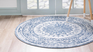 Unique Loom Aberdeen T-CHFD1 Light Blue Area Rug Round Lifestyle Image