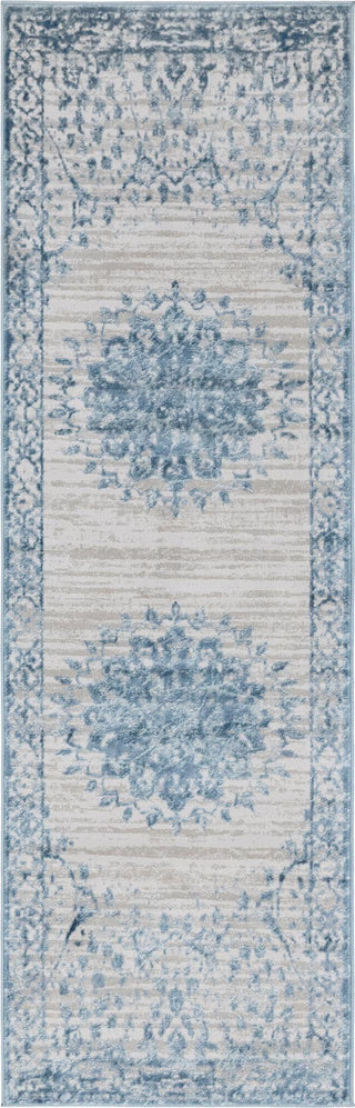 Unique Loom Aberdeen T-CHFD1 Light Blue Area Rug Runner Top-down Image