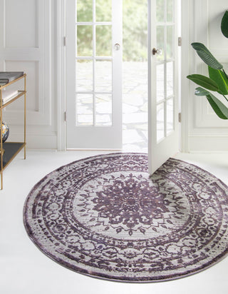 Unique Loom Aberdeen T-CHFD1 Violet Area Rug Round Lifestyle Image