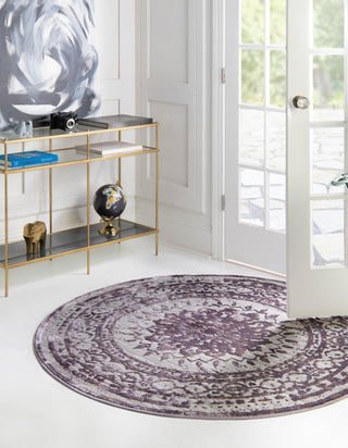 Unique Loom Aberdeen T-CHFD1 Violet Area Rug Round Lifestyle Image