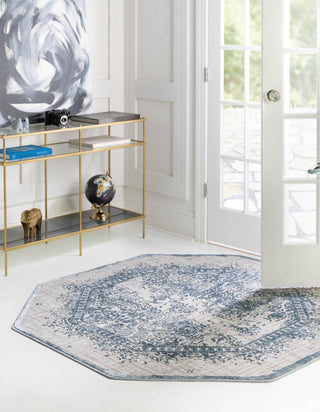 Unique Loom Aberdeen T-CHFD2 Blue Area Rug Octagon Lifestyle Image Feature