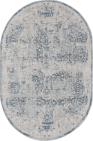 Unique Loom Aberdeen T-CHFD2 Blue Area Rug Oval Top-down Image