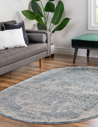 Unique Loom Aberdeen T-CHFD2 Blue Area Rug Oval Lifestyle Image