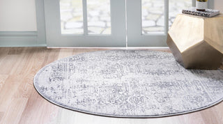 Unique Loom Aberdeen T-CHFD2 Gray Area Rug Round Lifestyle Image